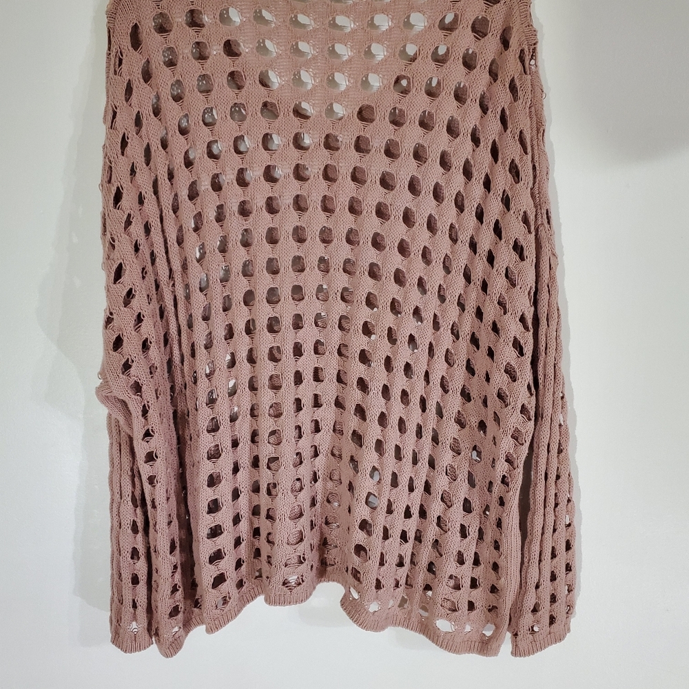 💚 3 For $15 💚 CROCHET Hollow Out Drop Shoulder Open Knit Sweater  Size Large - Picture 4 of 7